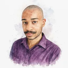 Portrait of Oswine Wenlock with watercolour filter.